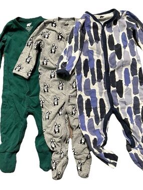 Baby Monica + Andy 100% Organic Cotton Footie Pajamas Size 0-3 Months